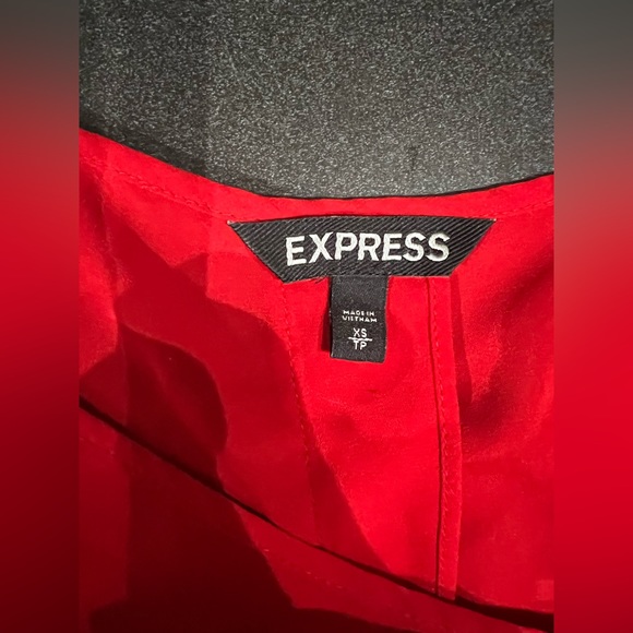 Express open back red tank sleeveless top XS Christmas silk-like polyester LN - Picture 3 of 6